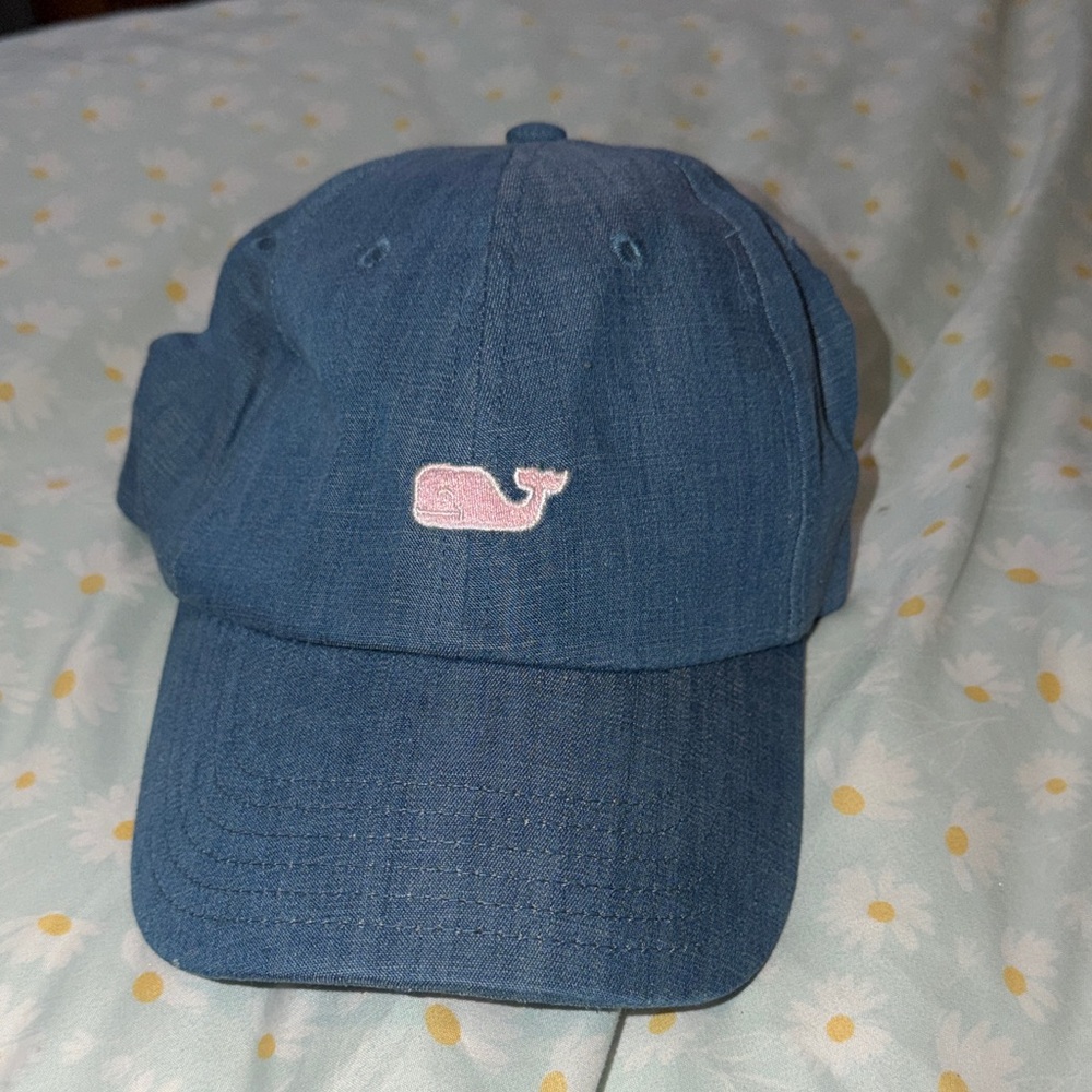 Vineyard Vines Blue Cap with Pink Whale Logo